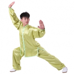 雅鑫健体 弹力纺丝中式立领对襟太极拳服装练功服 白色 款式不分男女 绿 码数留言