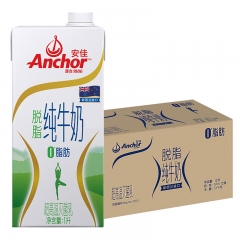 新西兰原装进口 安佳（Anchor）脱脂纯牛奶1L*12盒/箱