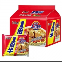 康师傅一倍半红烧五连包129g*5