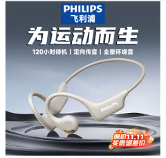 飞利浦（PHILIPS）骨传导概念挂耳式真无线开放式不入耳夹式运动跑步蓝牙耳机长续航高端降噪